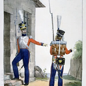 Uniform of the Swiss 7th Regiment of infantry of the royal guard, France, 1823. Artist: Charles Etienne Pierre Motte