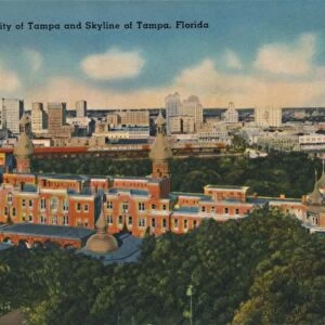 The University of Tampa and Skyline of Tampa, Florida, c1940s