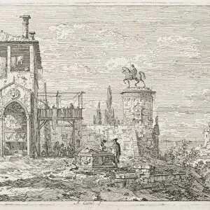 Views: The Equestrian Monument, 1735-1746. Creator: Antonio Canaletto (Italian, 1697-1768)