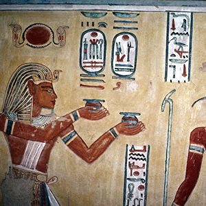 Wallpainting of Rameses III before Thoth, Valley of the Queens, Luxor, Egypt, c12th century BC