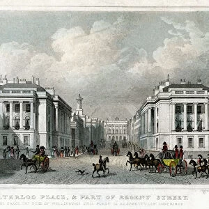 Waterloo Place and part of Regent Street, Westminster, London, 1828. Artist: William Tombleson