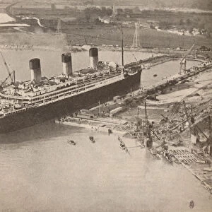 The White Star Liner Majestic entering the worlds largest graving dock at Southampton, c1934, (19