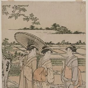 Three Women Strolling in the Countryside, mid 1780s. Creator: Ch?bunsai Eishi (Japanese