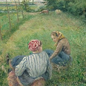 Young Peasant Girls Resting in the Fields near Pontoise, 1882. Creator: Camille Pissarro