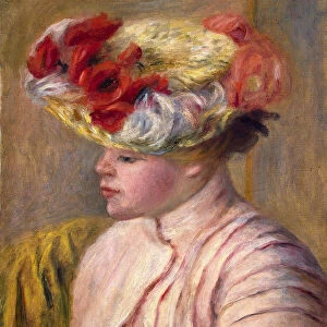 Young Woman in a Flowered Hat, 1892. Artist: Pierre-Auguste Renoir