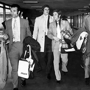 England team returning to Heathrow after their 1-0 victory over Malta in the Nations Cup 1971