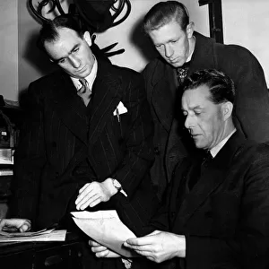 George Martin, Manager of Aston Villa, with Harry Parkes and Colin Gibson