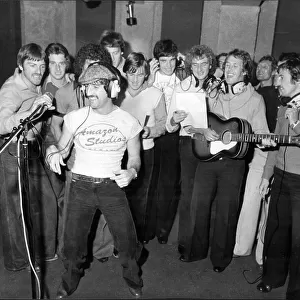 Players from Liverpool FC at recording session, in 1978