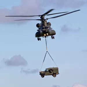 RAF Chinook Carrying Army Land Rover