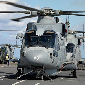 Royal Navy Melin Mk 2 Helicopters on HMS Illustrious