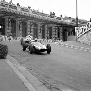1960 Monaco Grand Prix. Monte Carlo, Monaco. 26-29 May 1960. Jack Brabham (Cooper T53 Climax) leads Tony Brooks (Cooper T51 Climax) out of Station Hairpin. Ref-6493. World Copyright - LAT Photographic