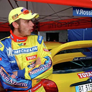 2002 World Rally Championship - Testing Pornasso, Italy. 24th Octoner 2002. World motorbike champion Vaentino Rossi, tests the Peugeot 206 WRC, he is to drive in next months Rally of Great Britain. World Copyright: Photo4/LAT Photographic ref