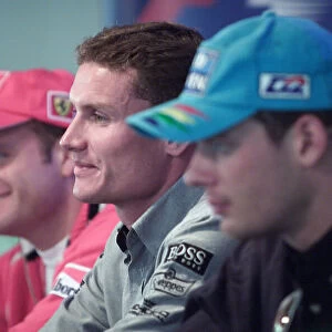 Formula One Austrian Grand Prix Rubens Barrichello, David Coulthard and Alex Wurz in the FIA Press Conference. Preview A1 Ring, 13th July 2000 World Etherington / LAT Photographic