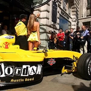 Formula One comes to Regent Street: Michelle Clack, Eddie Jordan Jordan teamboss, Leah Newman announce the drivers and running order for Formula