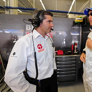 Formula One World Championship: Xevi Pujolar Hispania Racing F1 Team Race Engineer with Bruno Senna Hispania Racing F1 Team