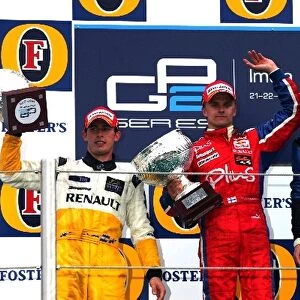 GP2: The podium: Jose Maria Lopez DAMS, second; Heikki Kovalainen Arden International, winner; Scott Speed iSPORT third