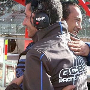 GP2 Series: Ocean Racing Technology mechanics celebrate the first victory for the team