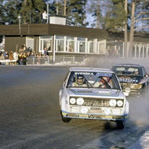 Swedish Rally, Sweden. 15-17 February 1980: Bjorn Waldegaard / Hans Thorszelius leads Stig Blomqvist / Bjorn Cederberg