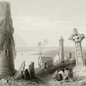 Ancient Cross, Clonmacnoise, Ireland. Drawn By W. H. Bartlett, Engraved By H. Griffiths. From "The Scenery And Antiquities Of Ireland"By N. P. Willis And J. Stirling Coyne. Illustrated From Drawings By W. H. Bartlett. Published London C. 1841