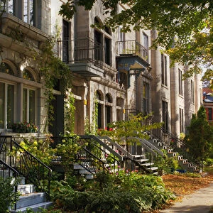 Apartment Buildings Along City Street; Montreal, Quebec, Canada