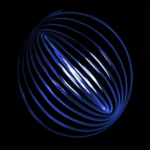 Blue Light Curving Into A Sphere Shape Against A Black Background