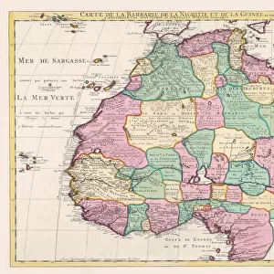 Carte de la Barbarie de la Nigritie et de la Guinee. Map of the Barbary and of the Nigritie and of Guinea. An early 18th century map by Guillaume de L Isle, also known as Guillaume Delisle