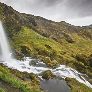 Cascading Hafrafell waterfall on the Snaefellsnes peninsula of western Iceland