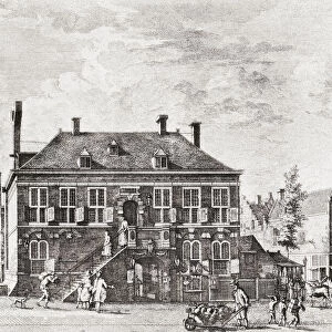 The Dutch West India Companys House on Haarlemmer Straat, Amsterdam, Netherlands, 1623 - 1647. After a 1783 engraving by an unknown artist. (The building is actually located on Herenmarkt. )