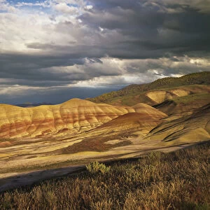 Evening Light Brightens The Ridges Of The Painted Hills Unit; Mitchell, Oregon, United States Of America