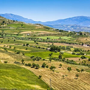 Farmland near Vallelunga Pratameno in Province of Caltanissetta, Sicily, Italy