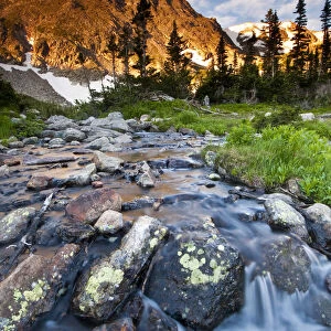First Light On Flattop Mountain Near Lake Helene In Rocky Mountain National Park; Colorado, United States Of America