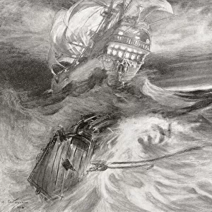 The Flying Dutchman. A Ghost Ship That Can Never Make Port, Doomed To Sail The Oceans Forever. From The Century Illustrated Monthly Magazine, May To October 1904
