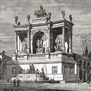 Fountain of Alexander Severus, Rome, Italy. Only the ruins of this fountain now remain in the Piazza Vittorio Emanuele II. From Cassells Illustrated Universal History, published 1883