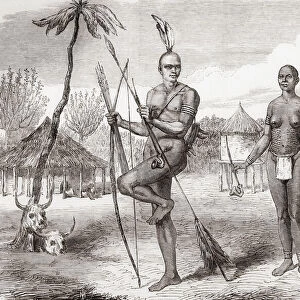 Homestead of natives of Gondokoro, South Sudan, Central Africa. From The Illustrated London News, published 1865