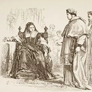 Illustration By Sir John Gilbert For King Henry Viii By William Shakespeare. Cardinal Wolsey And Queen Katharine. From The Illustrated Library Shakspeare, Published London 1890