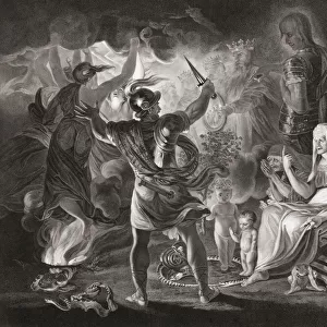 Illustration for William Shakespeares play Macbeth, Act IV, Scene I. From an 18th century engraving by Robert Thew after a work by Sir Joshua Reynolds