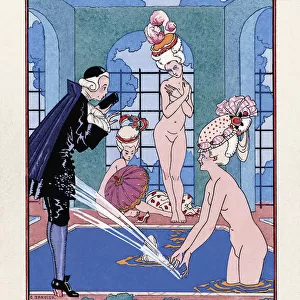 L eau. Water. Print from the magazine La Guirlande des Mois, published annually from 1917 - 1921. After a work by French illustrator George Barbier, 1882 - 1932