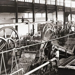Machinery for processing sugar cane in the Dutch East Indies (modern Indonesia) late 19th century. After a photograph possibly by Turkish born photographer Ohannes Kurkdjian, 1851 - 1903