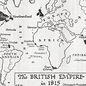 Map of the British Empire in 1815. From A Short History of the World, published c. 1936