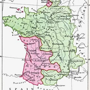 Map Of France At The Time Of The Treaty Of Bretigny, 1360. From The Book Short History Of The English People By J. R. Green, Published London 1893