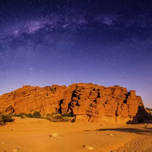 Milky Way over a rock formation, Tres Cruces, Salta, Argentina