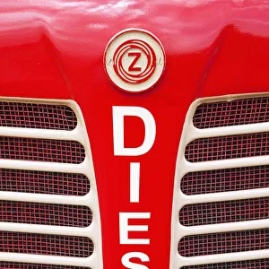Netherlands, Zealand, Red bumper on vehicle labeled diesel; Westkapelle