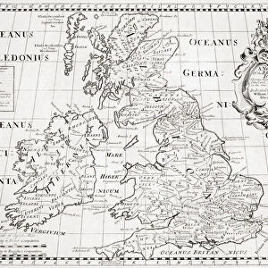 A new map of the British Isles, showing their ancient people, cities, and towns of note, in the time of the Romans. After a map by cartographer Edward Wells published in 1800 in an atlas titled A New Sett of Maps Both of Antient and Present Geography etc