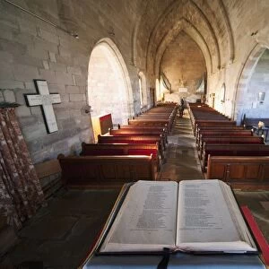 Northumberland, England; An Open Bible At The Back Of A Church