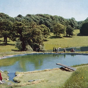 The open-air swimming pool at Chartwell, near Westerham, Kent, England. The country house of Sir Winston and Lady Churchill. Sir Winston Leonard Spencer-Churchill, 1874 - 1965. British politician, army officer, writer and twice Prime Minister of the United Kingdom