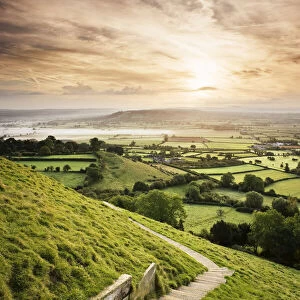 Overview of Farmland, Somerset, England