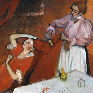Painting titled Combing the Hair (La Coiffure) by Edgar Degas, 19th century