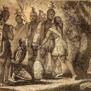 Pocahontas Interceding For The Life Of Smith, 1607. Captain John Smith, 1580-1631 English Soldier And Explorer. Pocahontas (Matoaka) 1595-1617 Algonqiuan Indian Princess