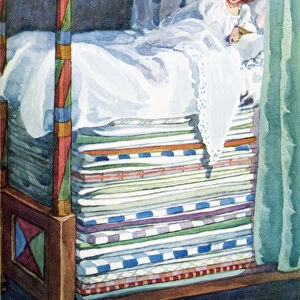The Princess And The Pea. Colour Illustration By Helen Stratton From The Book Hans Andersens Fairy Tales Published C. 1930