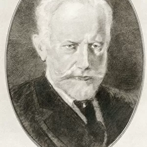 Pyotr Ilyich Tchaikovsky, 1840 - 1893, also known as Peter Ilich Tchaikovsky. Russian composer of the romantic period. Illustration by Gordon Ross, American artist and illustrator (1873-1946), from Living Biographies of Great Composers